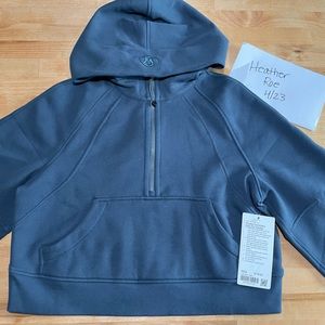 NWT XS/S Lululemon Half Zip Cropped Scuba Iron Blue
